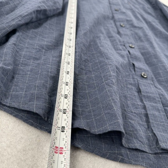 Ben Sherman Button Up Long Sleeve Blue Dress Shirt Large Check Plaid Mens XXL - Picture 7 of 10